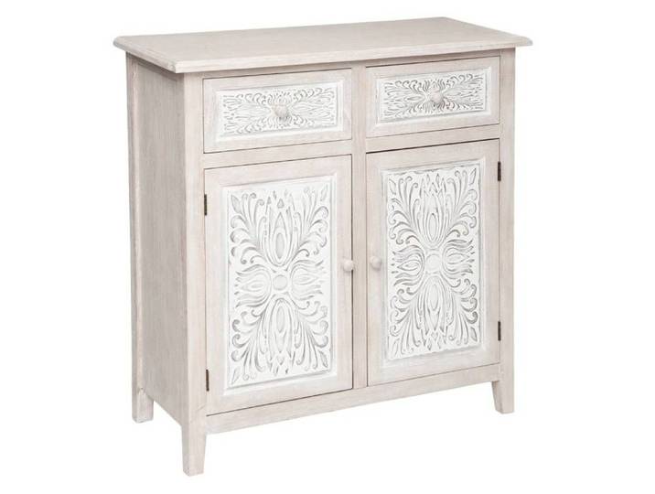 Buffet 2 portes  Hina  bois blanchi 80x85cm - Atmosphera Créateur d'intérieur
