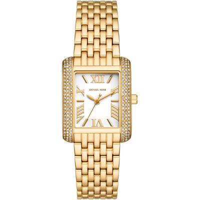 Quarzuhr MICHAEL KORS "Emery", gold (goldfarben, weiß, weiß), Armbanduhren, Damen, gelbgoldfarben, Quarzuhr, Armbanduhr, Damenuhr, analog, Edelstahlarmband