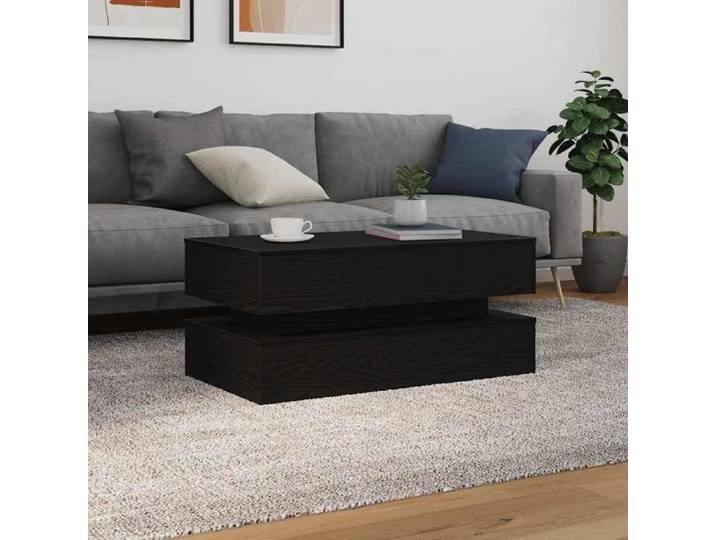 Table basse Console de salon VIDAXL table gigogne avec lumières LED chêne noir 90x50x40 cm 7_5763927