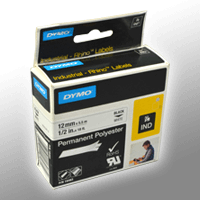 Dymo Label Band IND 18483 (S0718210) schwarz auf weiß 12mm x 5,5m Polyester permanent