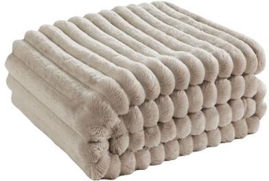 Shop Station Cozy Striped Soft Blanket For Bed & Sofa All Season Plush Throw Quilt khaki