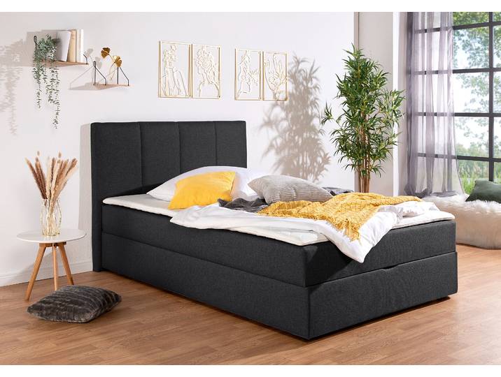 Boxbett, Polyester, Anthrazit, 154×210 cm, Mit Bettkasten, Modern, Inosign