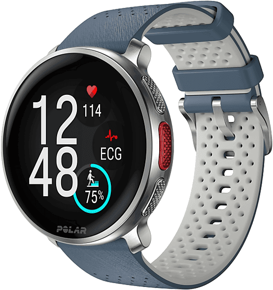 Reloj deportivo - Polar Vantage V3, Azul, 22 mm, 1.39" AMOLED, GPS, EGC en la muñeca