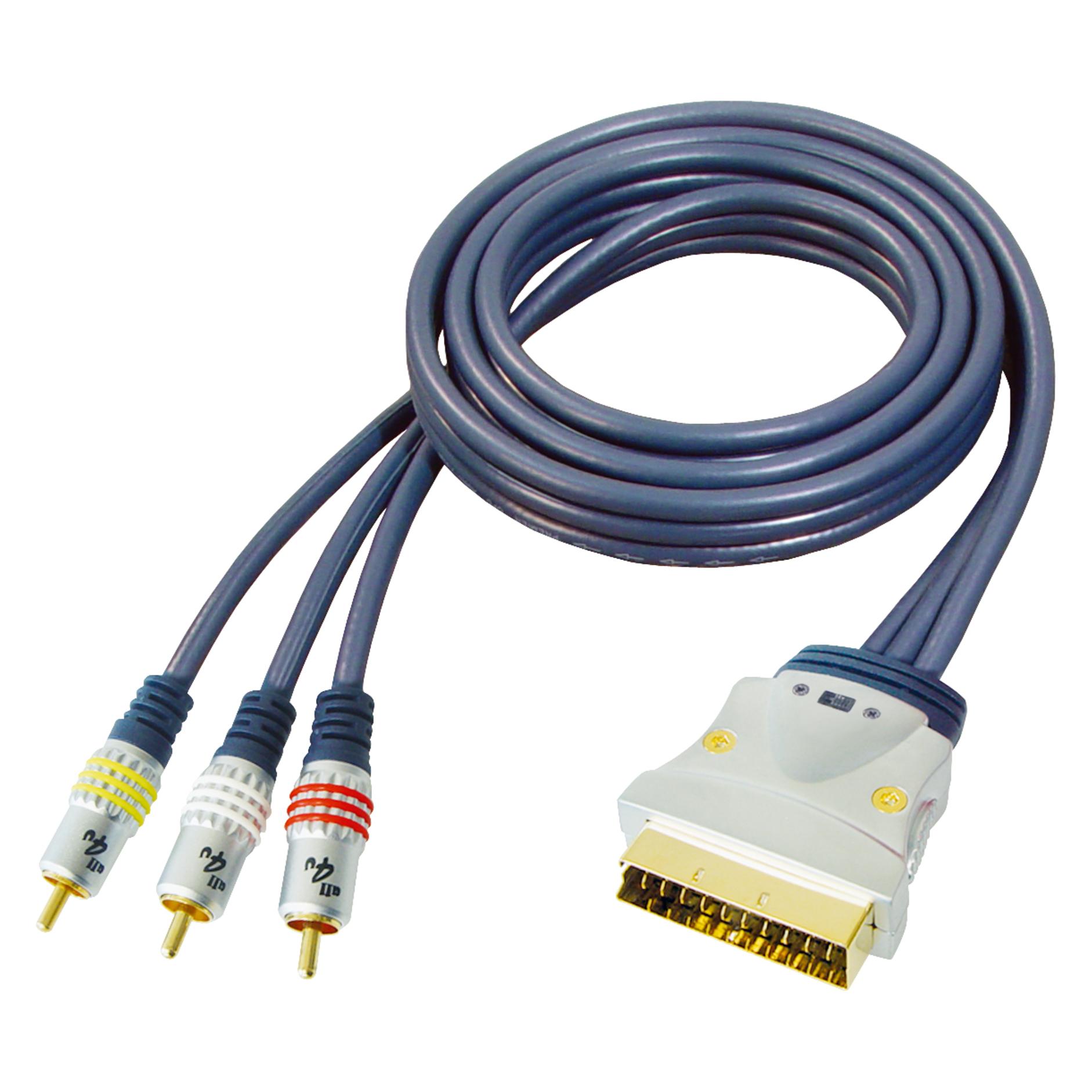 Maxtrack Scart- / Cinch-Kabel (1.50 m, Cinch Kabel) (BBV 75-1,5 S)