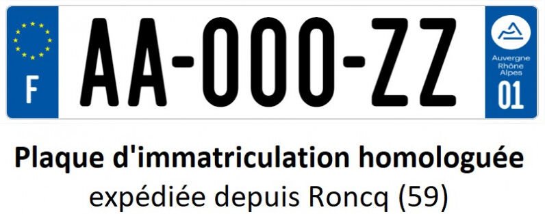 France Attelage Plaque d'immatriculation homologuée en aluminium
