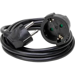 Kopp 143105040 Verlängerung, Schutzkontakt-Stecker und Schutzkontakt-Kupplung mit 2m Leitung, erhöhter Berührungsschutz, Farbe: schwarz  - 10 Stück