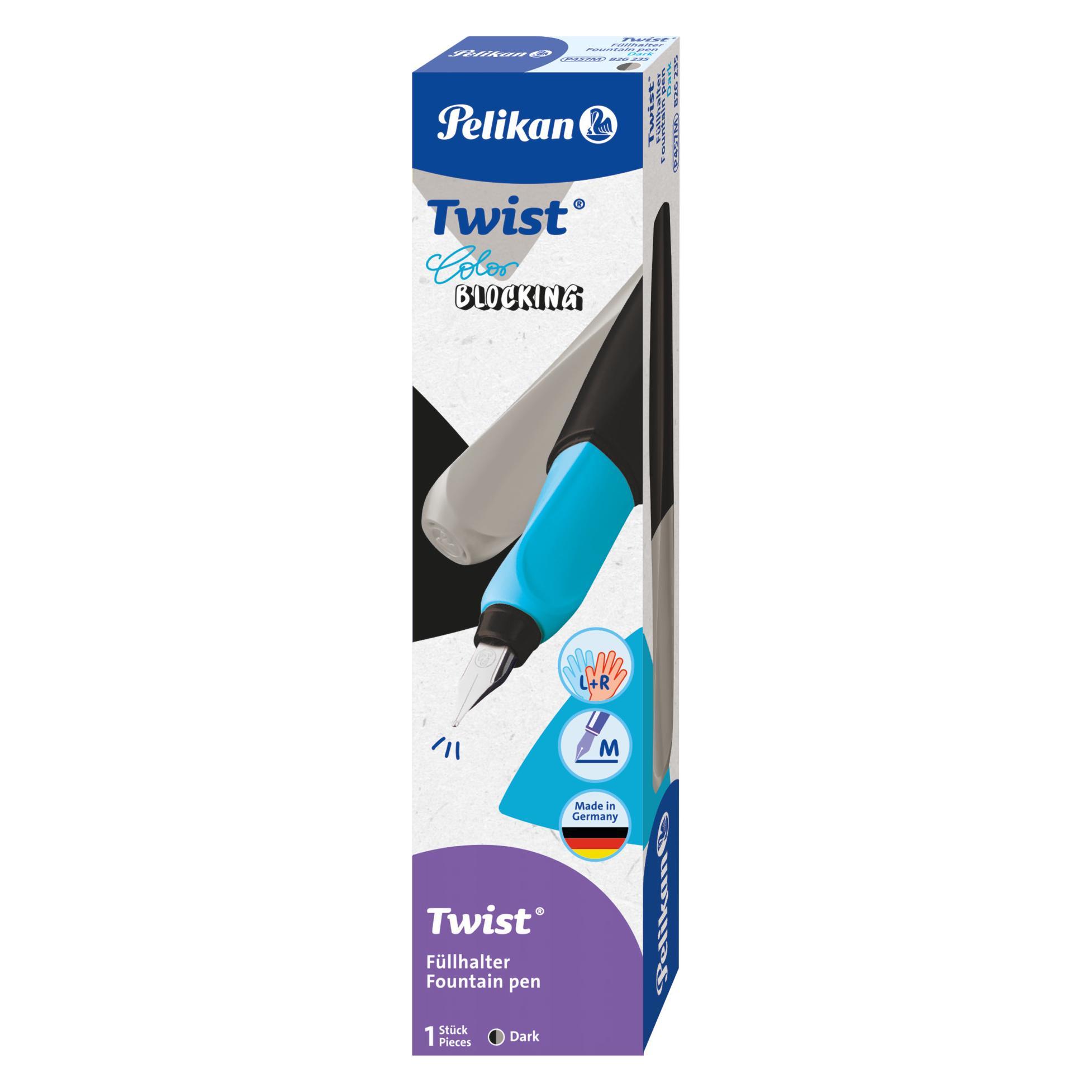 Pelikan Füllhalter (Patronenfüllsystem) Twist Color Blocking Füller für Rechts- und Linkshänder, da (1x) (826235)