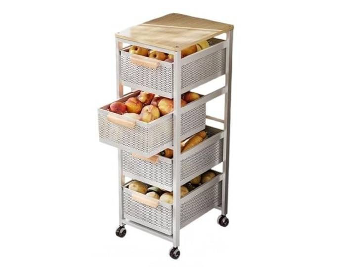 Kx9Lb8d Rollwagen Schmaler, rollender Kühlschrank-Seitenwagen, schmaler Aufbewahrungsorganisator mit Schublade for die Küche(Klein)