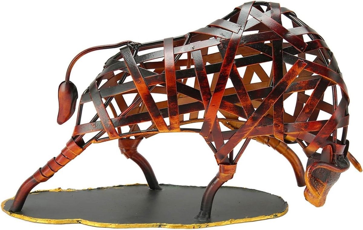 Metalen Stier Beeld - Rustiek Koe Figuur voor Huis en Kantoor Decoratie