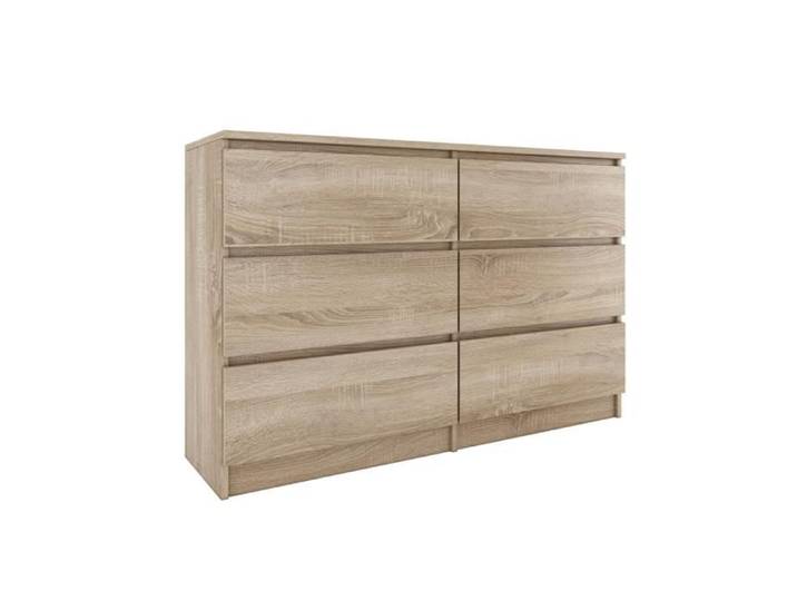 Commode - MILAN - 120x30x77 cm - 6 tiroirs - Bois - Style contemporain