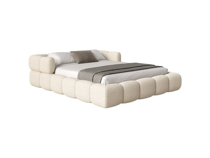 Upholstered bed 120x200 cm Stormi mit rollbarem Lattenrost,