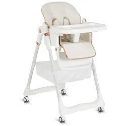 Moni Kinderhochstuhl Lindo klappbar Lätzchen Besteck Räder Korb höhenverstellbar weiß