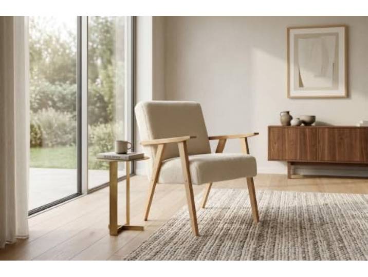 Family Meble Sessel Soler Hunter – Retro-Sessel im Vintage-Stil mit Stoff-Bezug – Beige · 10