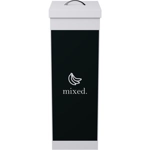 Paperflow Mülleimer Mülltrenner Mix, weiß/schwarz, aus Kunststoff, ohne Deckel, 60 Liter