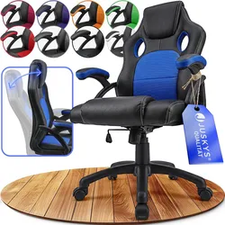 Juskys Racing Schreibtischstuhl Montreal ergonomisch Bürostuhl PC Gaming Stuhl – blau
