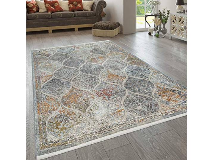 Paco Home Teppich Wohnzimmer Vintage Muster Orientalisch Ornamente Blumenmeer Grün Blau, Grösse:120x170 cm