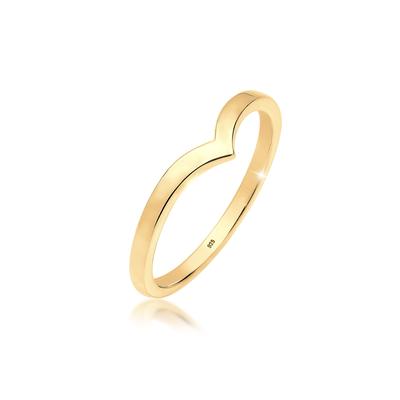 Silberring ELLI "Ring V-Stacking Geo Trend Blogger 925 Sterling Silber" Gr. 58, gold, Fingerringe, Damen, 58, Silber 925 (Sterlingsilber), Silberring