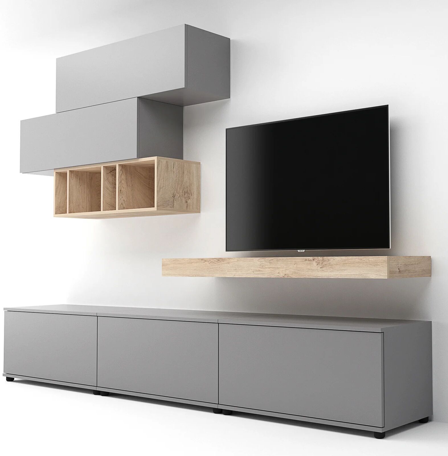 garneroarredamenti Parete attrezzata 270x183h cm soggiorno rovere antracite America Gihome®