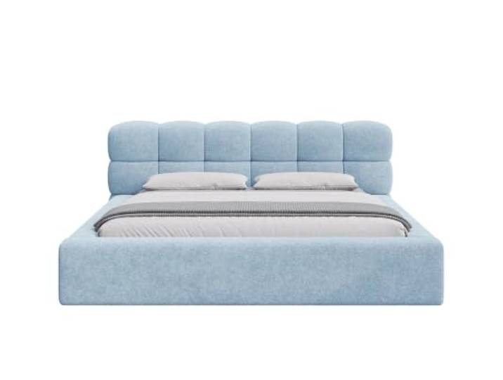 Chilly. Möbel Design Bett Milan - Komfort Polsterbett mit Bettkasten, Metallrahmen, Stauraum und gepolstertem Kopfteil - 160x200 cm - Monte Hellblau