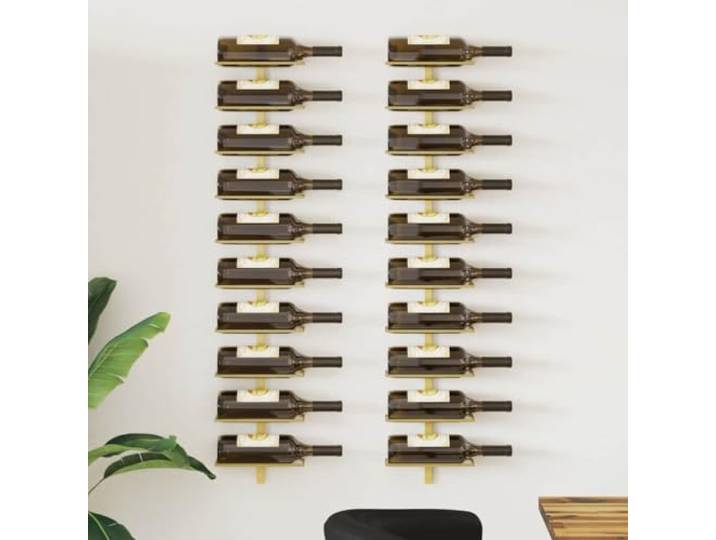 HBBMGYD Weinregal für 10 Flaschen, 2-teilig, vergoldetes Metall Modernes Design, glatte Oberfläche, kratzfest, einfache Wandbefestigung, für Küche und Bar
