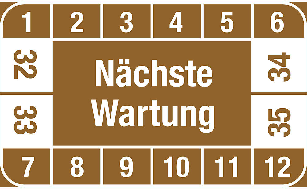 kaiserkraft Nächste Wartung, LxH 40 x 25 mm, VE 10 Stk, braun, 32 - 35