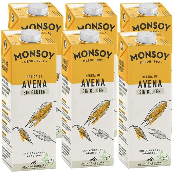 Monsoy Bebida De Avena Sin Gluten Bio 6 Uds 1 L
