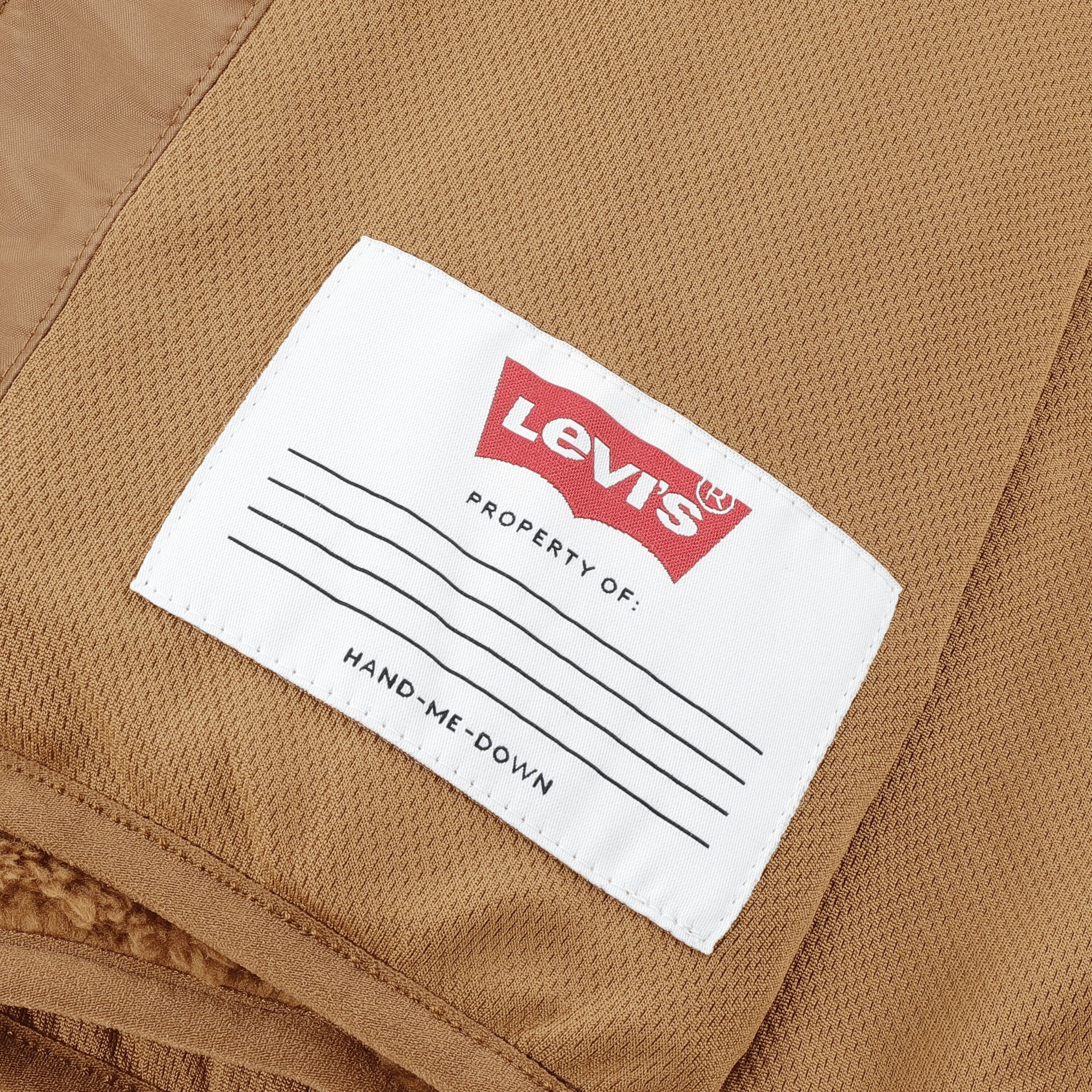 Fellimitatjacke LEVI'S KIDS "LVB LT WT SHERPA JACKET", Jungen, Gr. 5 (110), braun (foxtrot), Web, Obermaterial: 100% Polyester, unifarben, normal, elastischer Bund, Jacken Fellimitatjacke, Blousonjacke, wärmend - for Boys