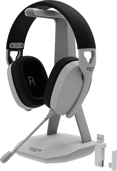 Auriculares inalámbricos - Vieta Pro Nova, Circumaurales, Bluetooth, 40h Autonomía, Super baja latencia, LEDs RGB, Multiplataforma, Blanco