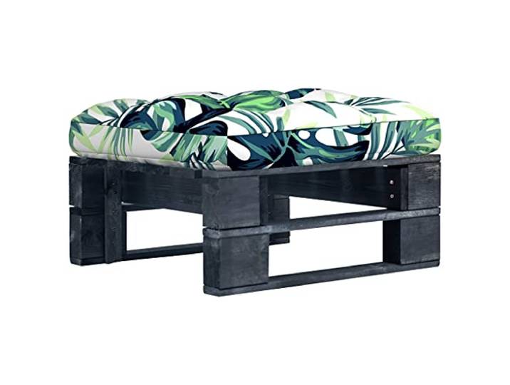 POUFGDR Sitzsack, Palette, Garten, Schwarz, Kiefernholz, imprägniert Mit Kissen, Fußstütze oder Couchtisch, modular, für Gartenmöbel