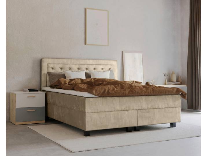 Home affaire Boxspringbett Jeanne, inkl. Topper mit Taschen-Federkernmatratze