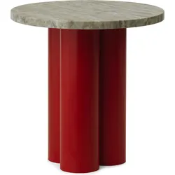 Dit Travertine Silver Tischchen auf roten Beinen