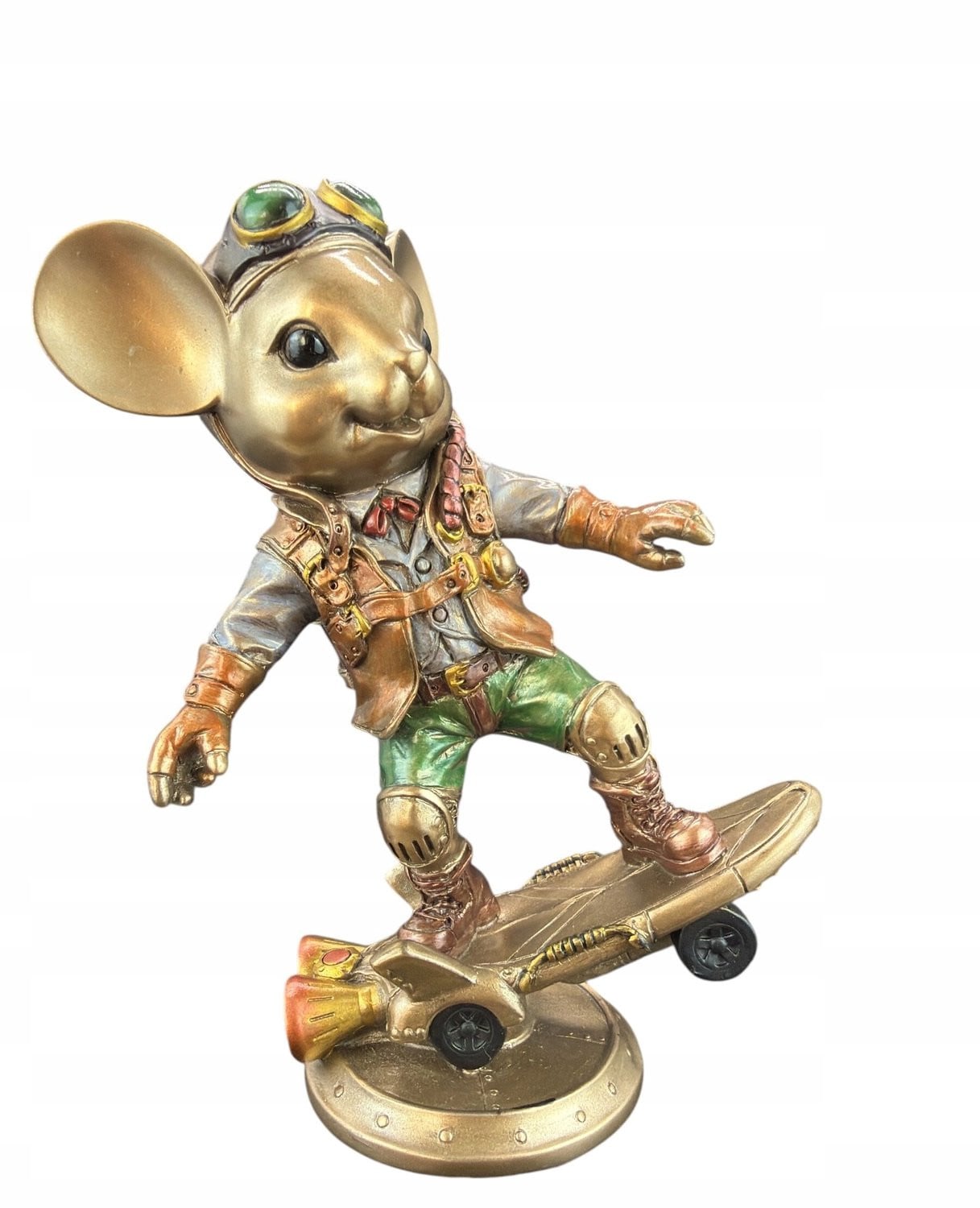 Steampunk Skater Muis Decoratief Beeldje - Bronskleurig