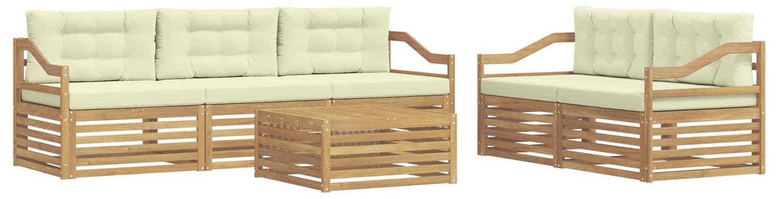 Outdoor-Sofagarnitur 6 pcs Weiß und Creme