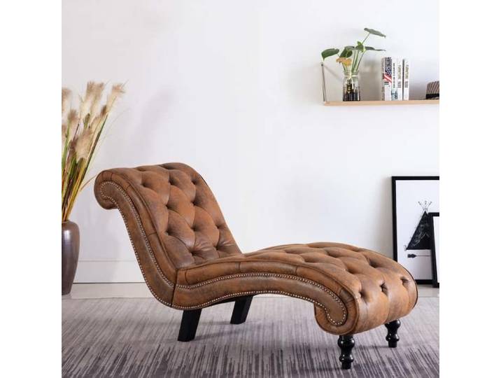 Printemps/été 2025  Chaise longue VIDAXL Marron Similicuir daim - 145x52x77 cm LV6285