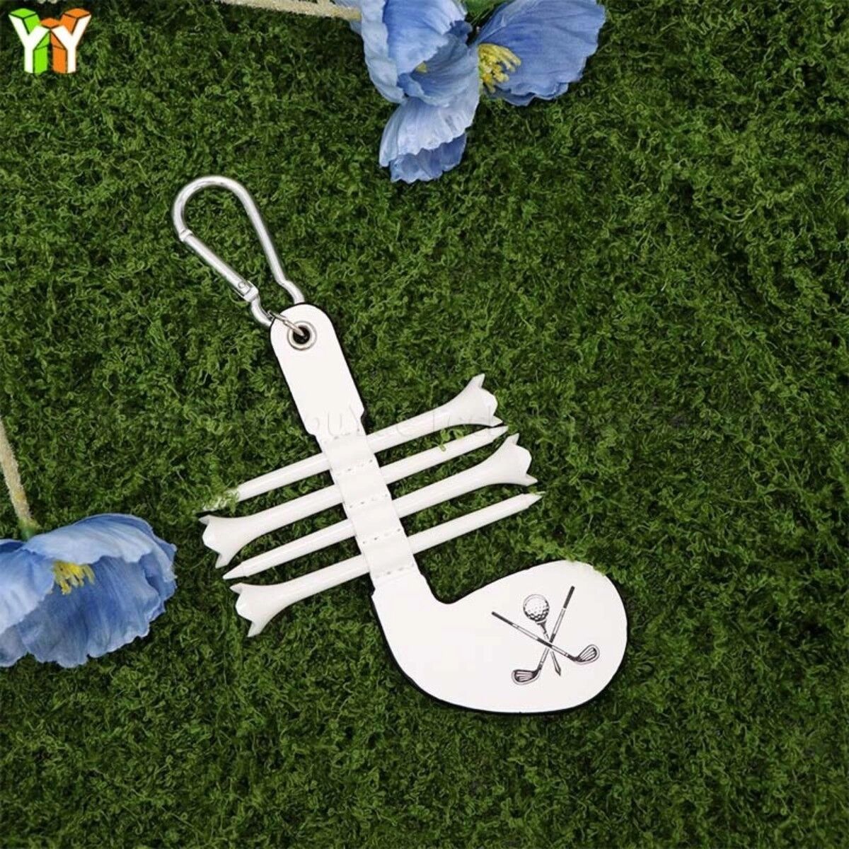 INF Golf-Tees-Halter in Golfschlägerform aus PU mit Clip für die Golftasche Weiß