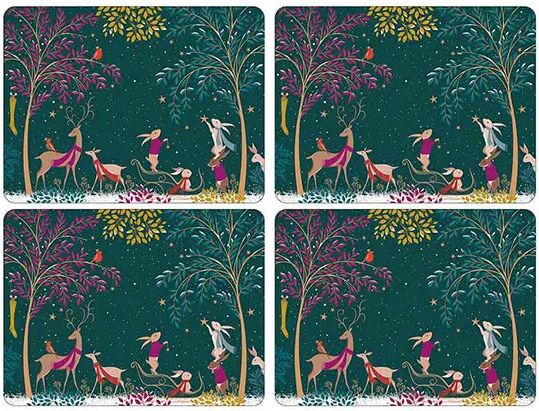 Sara Miller London Sara Miller Woodland Tales Collection Set Of 4 Placemats Deer & Robin