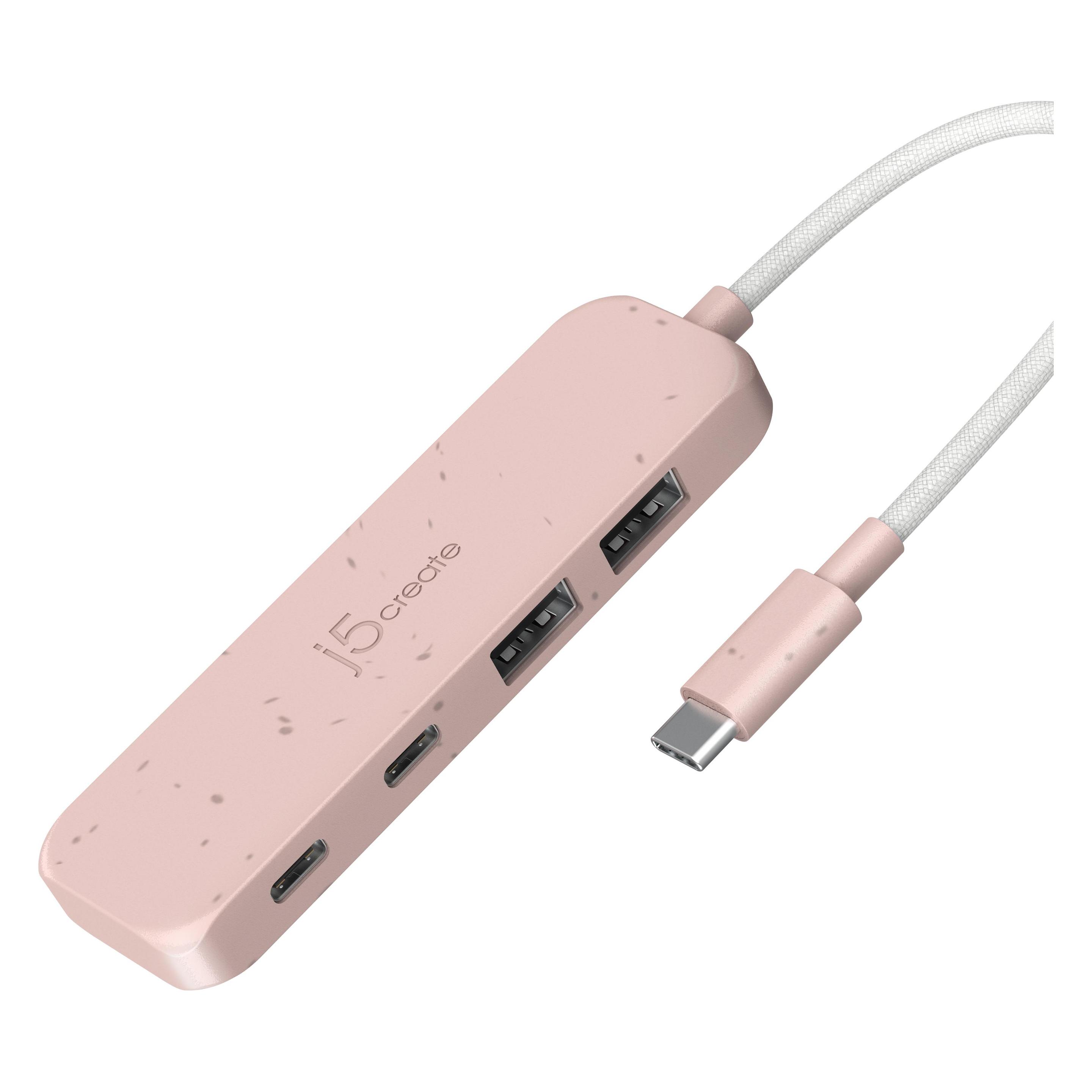 j5Create Umweltfreundlicher USB-C-zu-Hub Typ C & Typ A Gen 2 mit 4 Anschlüssen, USB 3.2 Gen 1 (3.1 G (USB-C, 4 Ports) (JCH342ER-N)
