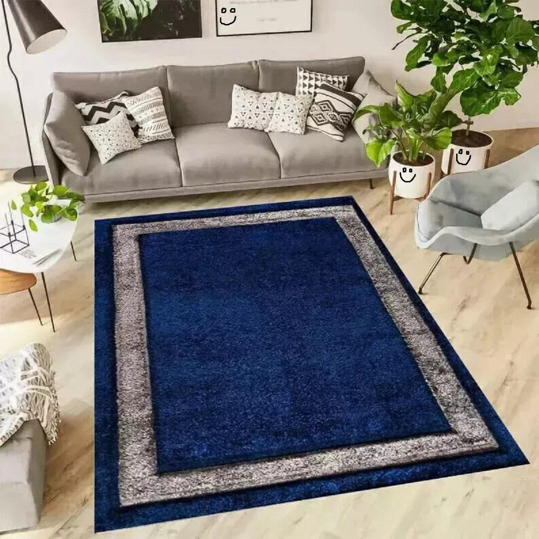 Brayden Studio Rectangle Geometric Shaggy Area Rug Blue Rectangle 200 x 290 cm