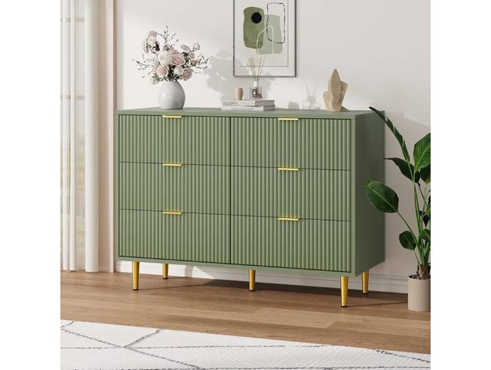 Garvee commode de chambre-commode avec 6 tiroirs - armoire à tiroirs-meuble de chambre- style moderne-vert avocat-100x75x40 cm