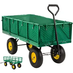 Miweba Bollerwagen MB-700, Transportwagen mit 700 kg Traglast, klappbar, Doppelachse, Stahlrahmen (Grün)