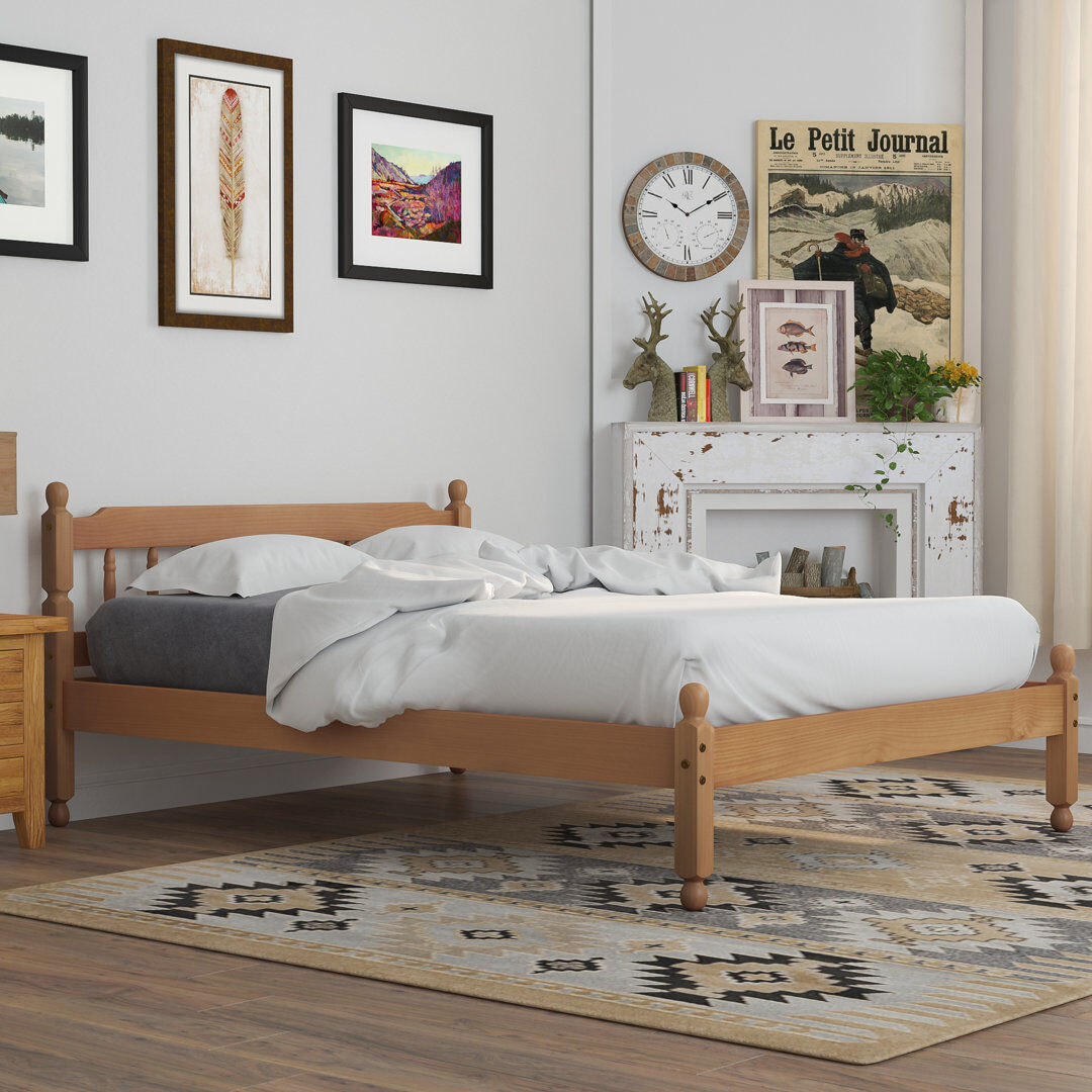 Union Rustic Colonial Spindle Pine Wooden Bartlesville Bed Waxed Pine Single (3')