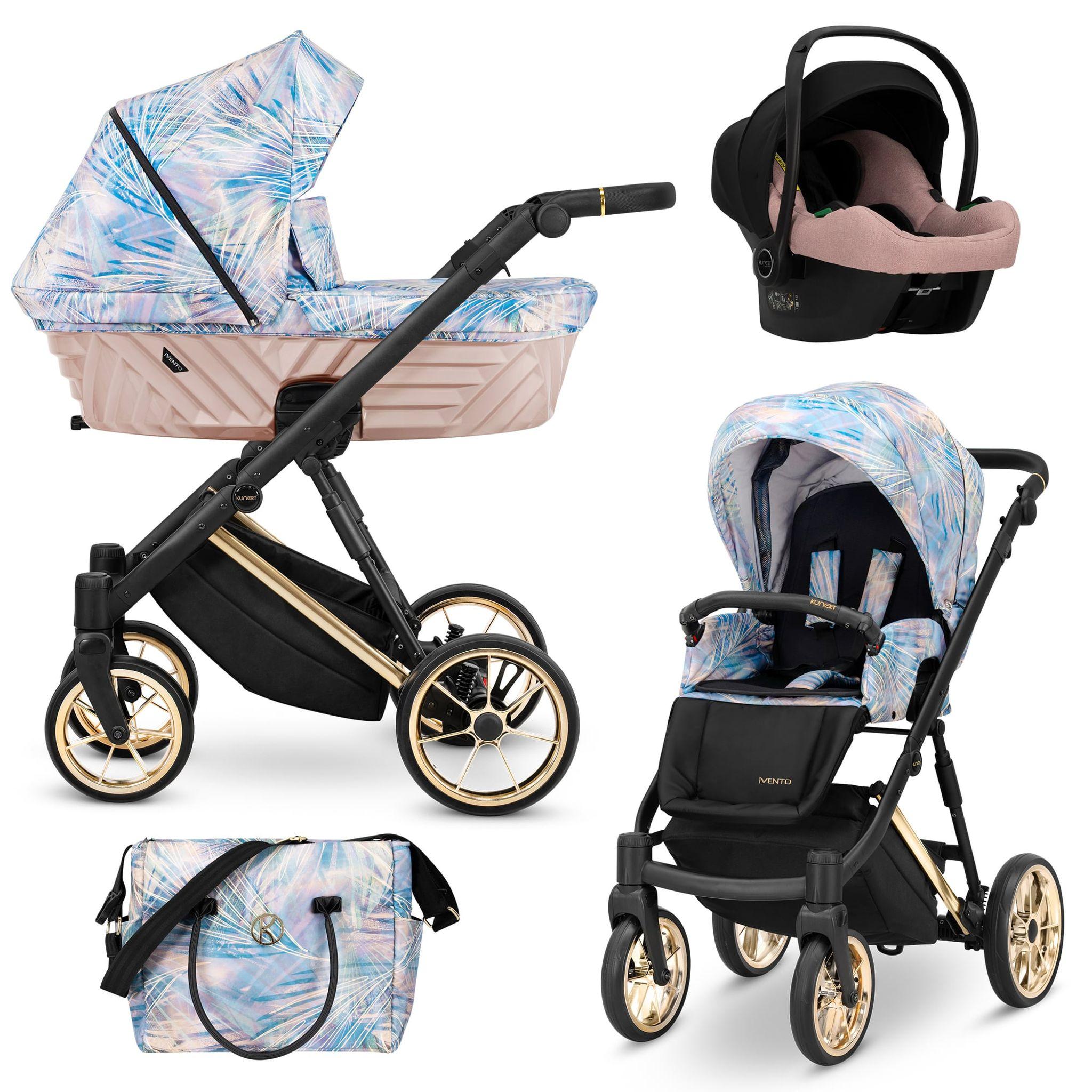 Kinderwagen Kunert Ivento Premium 3in1 - goldene Rahmenfarbe - Farbe: Pastellgrün