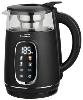 Brentwood 1.7L 1100W BPA Free 360 Cordless Digital Glass Electric Kettle in Black with Tea Infuser