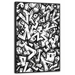 LEINWAND Bilder mit Rahmen - Formen - Buchstaben - Graffiti - Schwarz - 60x90