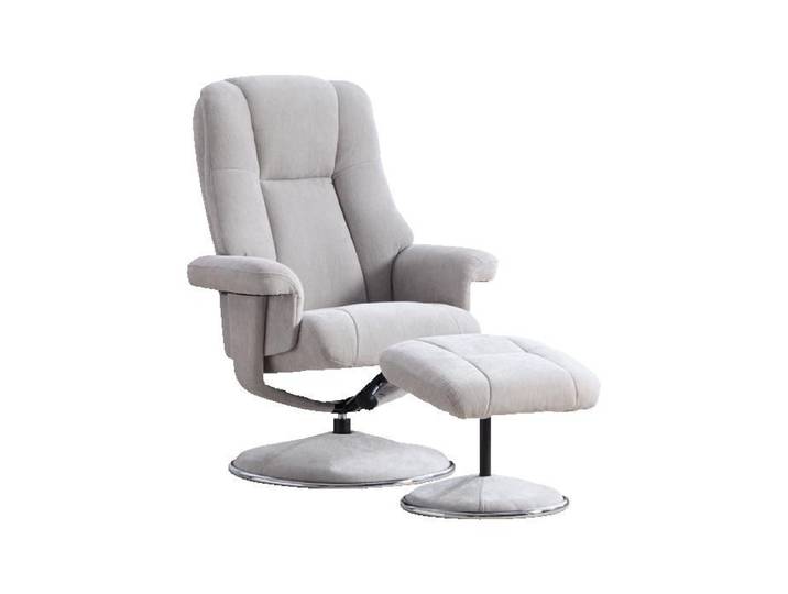 Fauteuil de Relaxation Pivotant avec Repose-pieds - Chaise Lounges Salon en Tissu - Fauteuil Inclinable Confortable - Gris