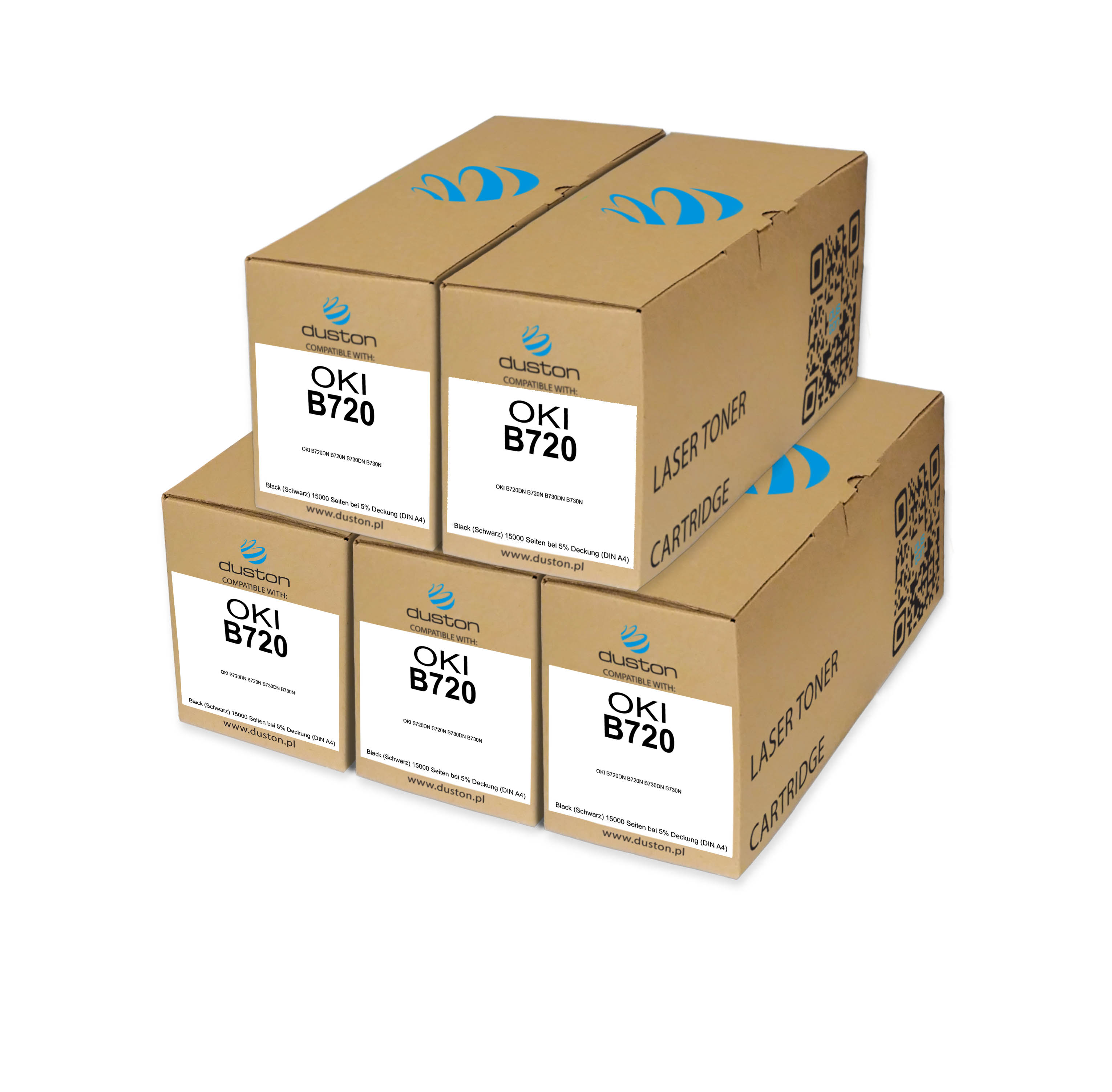 5x B720, 1279001 Toner Druckertoner Patrone Schwarz kompatibel mit Oki B710 B720DN B720N B730DN B730N