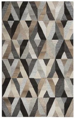 Alora Decor Makalu Grey, Black, and Beige Hand-tufted Geometric Wool Rug