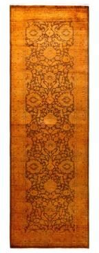 Overton "Fine Vibrance, One-of-a-Kind Hand-Knotted Runner Rug - Gold, 2' 8"" x 8' 4"" - 2' 8"" x 8' 4"""