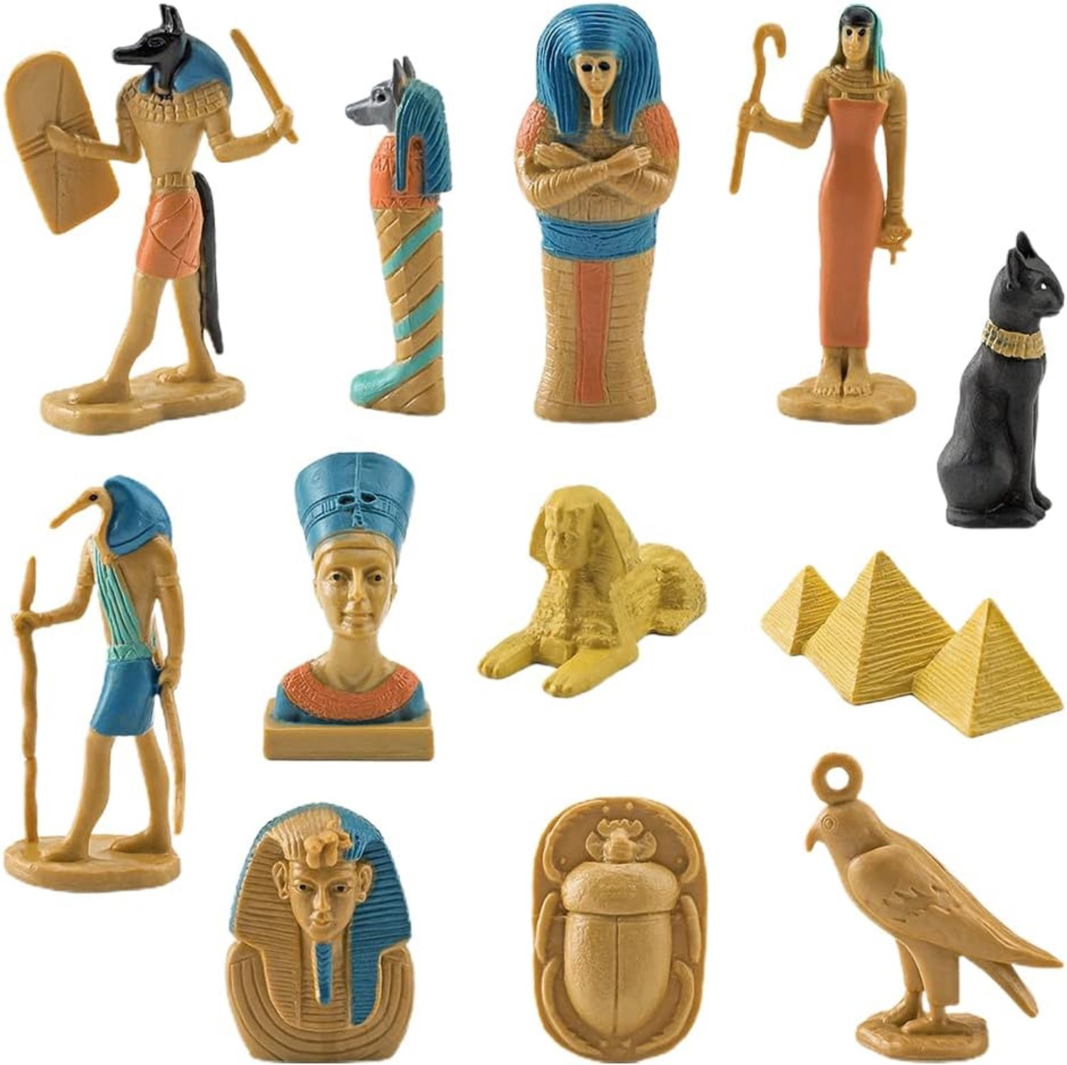 Set van 12 miniatuur beelden met Oude Egypte thema voor decoratie van je tafelblad