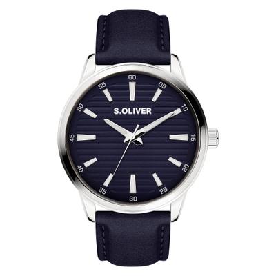 Quarzuhr S.OLIVER "Core Round", blau, blau, Armbanduhren, Herren, silberfarben, Quarzuhr, Armbanduhr, Herrenuhr, analog